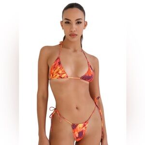 MELISSA SIMONE Enita Micro String Top and Bottom in Tangerine